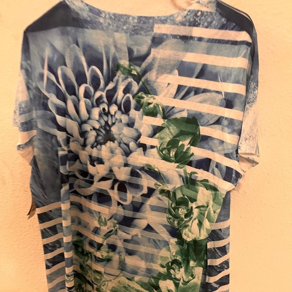 Style &Co floral striped blue and green top - Picture 3 of 8